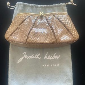 Beautiful Judith Leiber python leather clutch.